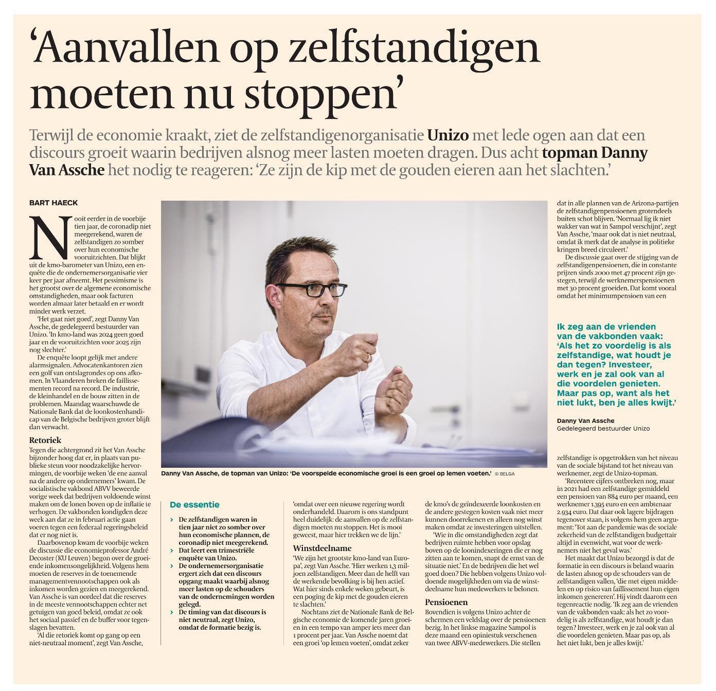 PS Lees hieronder Danny zijn reactie in De Tijd van vandaag (19/12/2024).